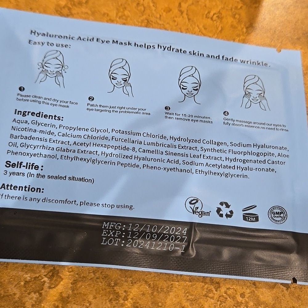 Hydrating Hyaluronic Eye Patches Women Mask Beauty Blue Unisex - Picture 9 of 14